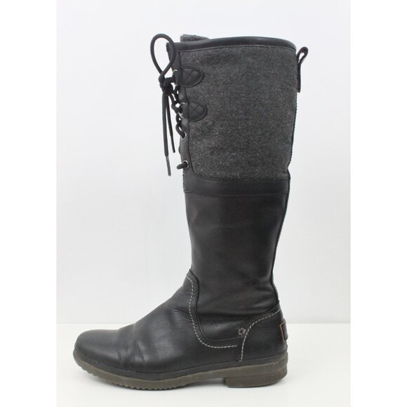 Ugg Women Boots Elsa Knee High Shearling Waterproof 1005578 Leather Black Sz 8 - Picture 7 of 15